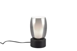 TRIO Retrofit Tischlampe TRS BARRET 24 cm schwarz /rauchfarbig