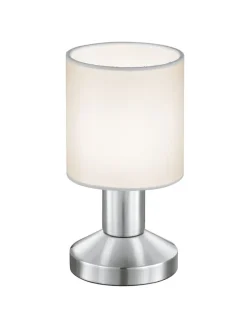 TRIO Retrofit Tischlampe GARDA nickelfarbig/weiß