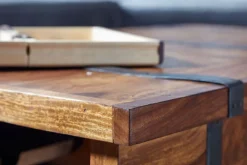 Truhentisch 100 x 40 cm Sheesham braun schwarz