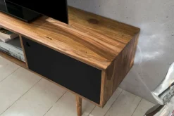 TV-Lowboard 140 x 45 cm braun/ schwarz