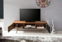 TV-Lowboard 140 x 45 cm braun/ schwarz