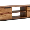 TV-Lowboard 147 x 51 cm Schwarz/ Sheesham massiv