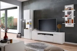 TV-Lowboard AMORA 195 cm Holznachbildung weiß