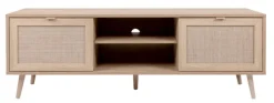 TV-Lowboard BALI 150 x 52 cm Sonoma Eiche/ Rafia Geflecht