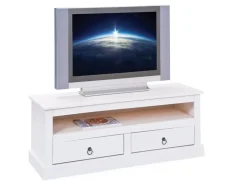 TV-Lowboard LUKAS 118x45x39 cm Massivholz Kiefer weiß