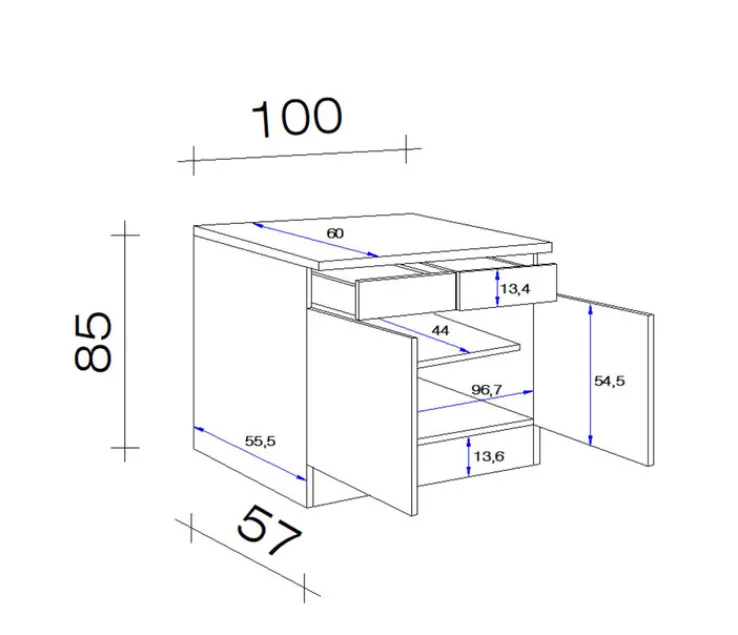 QUARTIER Unterschrank PETE weiß ca. 100 cm