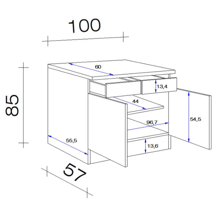 QUARTIER Unterschrank PETE weiß ca. 100 cm