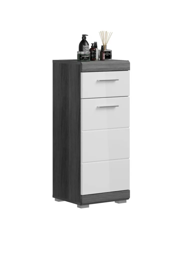 Unterschrank SCOUT 37 x 88 cm grau/ weiß Hochglanz