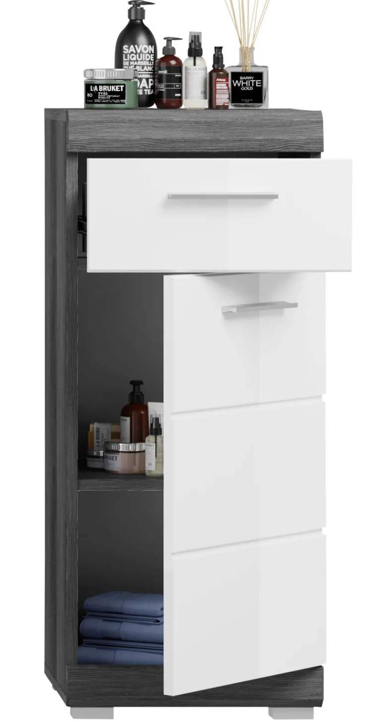 Unterschrank SCOUT 37 x 88 cm grau/ weiß Hochglanz