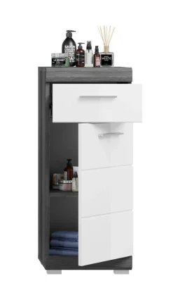 Unterschrank SCOUT 37 x 88 cm grau/ weiß Hochglanz