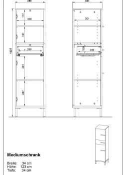 Unterschrank YONKERS 34 x 123 cm Kaschmir/ Nussbaum