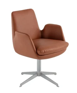 Variano Armlehnstuhl CUBE caramelfarbig/Edelstahl-Optik gebürstet