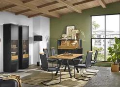 VENJAKOB Highboard GAME 127 x 140 cm Lack anthrazit /Absetzung Balkeneiche