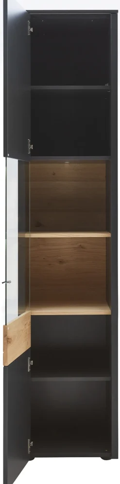 VENJAKOB Vitrine GAME 47 x 208 cm anthrazit/Absetzung Balkeneiche