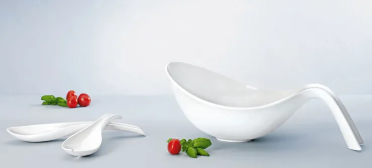 Villeroy & Boch Schale FLOW mit Besteck 3-teilig weiß