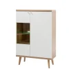 Vitrine 21 LENA/MERLE 90x134 cm Weiß Matt / Riviera Eiche Dekor