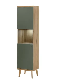 Vitrine ALVA 50 x 197 cm salbeifarbig/braun