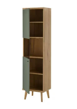 Vitrine ALVA 50 x 197 cm salbeifarbig/braun