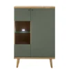 Vitrine ALVA 90 x 134 cm salbeifarbig/braun
