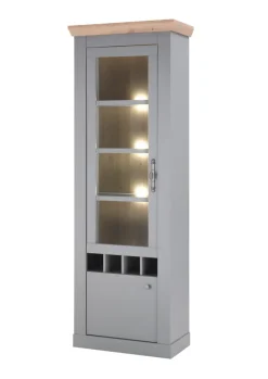 Vitrine CHAMBORD 71 x 201 cm hellgrau/braun