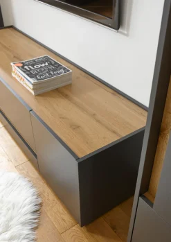 Vitrine CITY 50 x 200 cm Anthrazit/Wotan Eiche Dekor