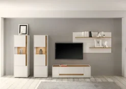 Vitrine CITY 50 x 157 cm weiß/braun