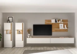 Vitrine CITY 50 x 157 cm weiß/braun