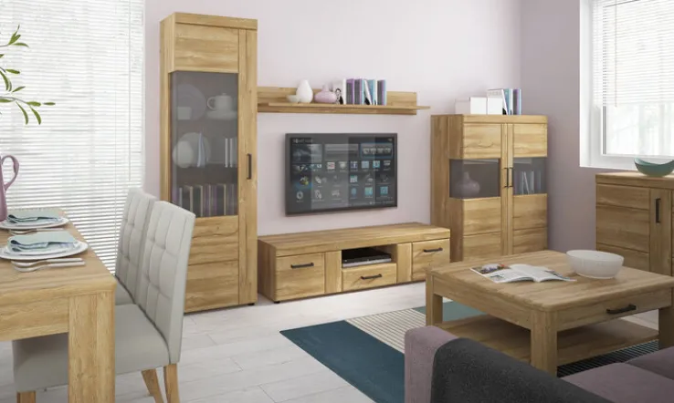 QUARTIER Vitrine CORTINA I 58 x 195 cm Eiche braun