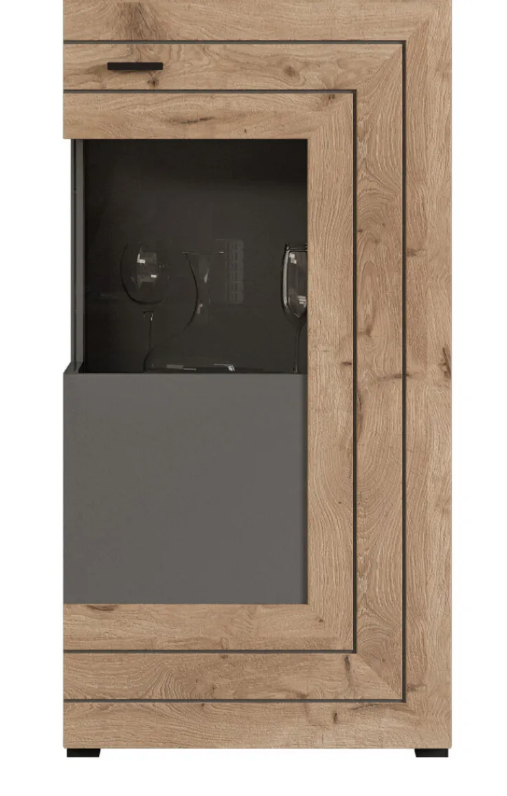 QUARTIER Vitrine FRENO II Oak/ grau