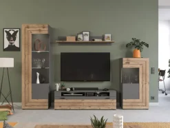 QUARTIER Vitrine FRENO II Oak/ grau