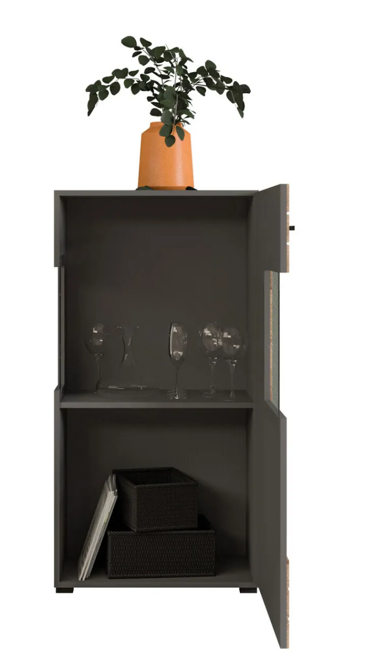 QUARTIER Vitrine FRENO II Oak/ grau