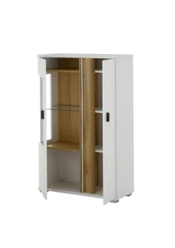 Vitrine LONG ISLAND L 125 cm weiß/ Wotan Eiche