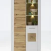 QUARTIER Vitrine RAMIRA 80x202 cm Weiß supermatt / Eiche Nachbildung