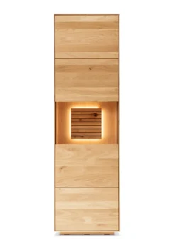 Vitrine RIVA Eiche massiv 200 x 60 x 37 cm geölt Braun