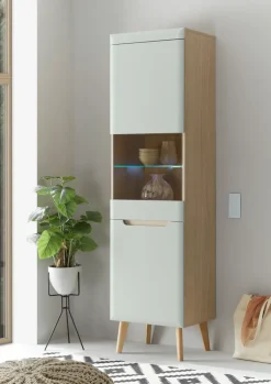 Vitrine SVANTE TORGE Pistazienfarbig/Braun 50 x 197 cm