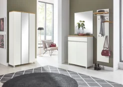 VOSS Schuhkommode SALEA Lack 84 x 108 cm weiß/ Balkeneiche