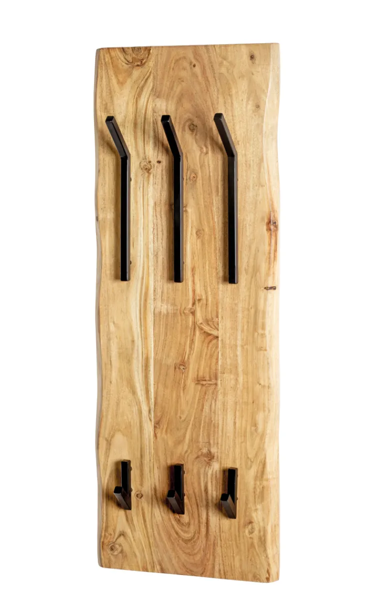 Wandgarderobe 36 x 100 cm Akazie Massivholz/schwarz