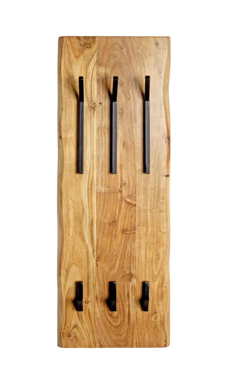 Wandgarderobe 36 x 100 cm Akazie Massivholz/schwarz