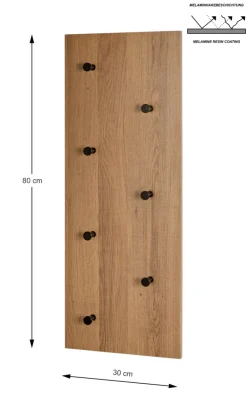 Wandgarderobe 80 x 30 cm braun/schwarz