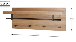 Wandgarderobe 75 x 30 cm braun/schwarz