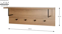 Wandgarderobe 80 x 30 cm Eiche-Dekor/schwarz