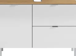 Waschbeckenunterschrank FEY 80 cm Eiche/ HG Weiß