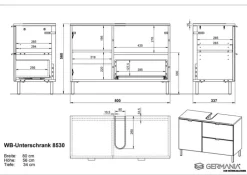 Waschbeckenunterschrank FEY 80 cm Eiche/ HG Weiß