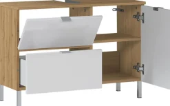 Waschbeckenunterschrank FEY 80 cm Eiche/ HG Weiß