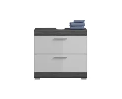 Waschbeckenunterschrank SCOUT 60 x 56 cm grau/ weiß Hochglanz