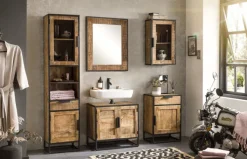 Waschbeckenunterschrank 67 x 62 cm Mangoholz natur/schwarz