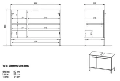 Waschbeckenunterschrank YONKERS 80 x 59 cm Graphit/ Navarra Eiche