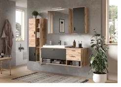 Waschtisch GRADO 138 x 51 cm Eiche/ Grau