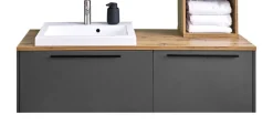 QUARTIER Waschtisch JOHN grau / Flagstaff Oak