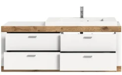 Waschtisch LAREDO 132 x 50 cm Weiß/ Eiche